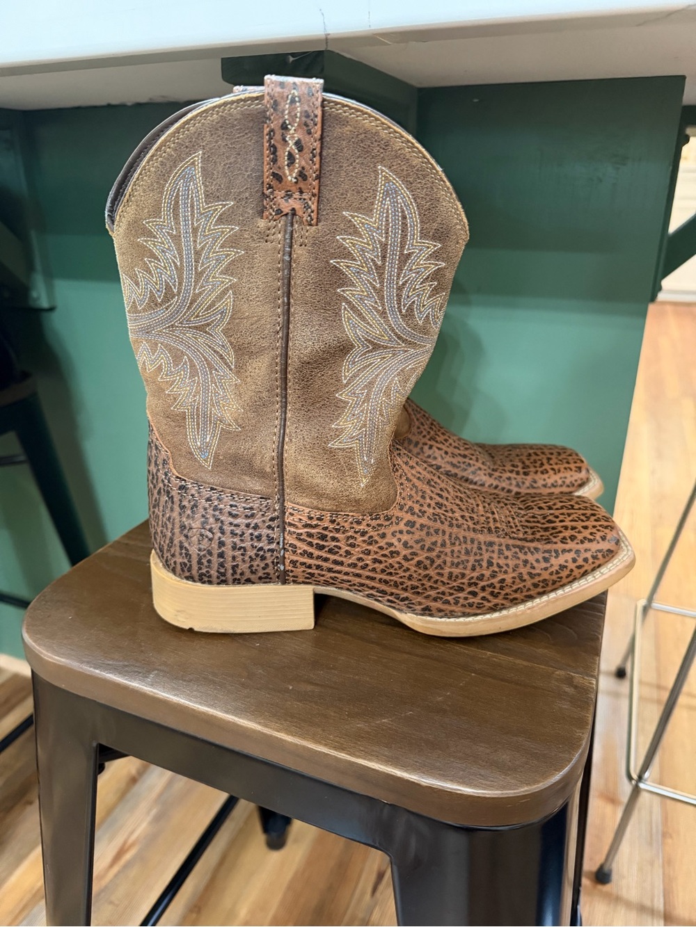 Ariat Brown Leather Square Toe Cowboy Boots